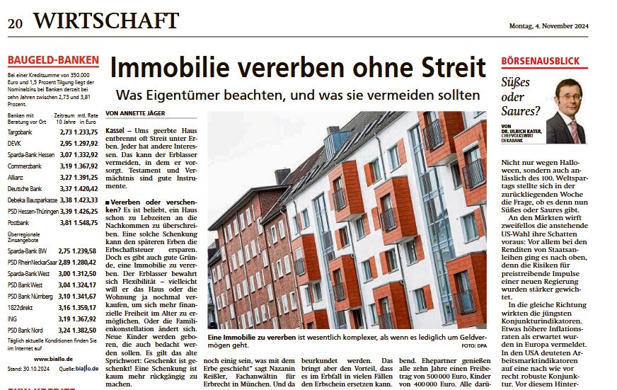 Vorschau eines PDF Zeitungsartikels zum Thema Erbrecht Vermögensnachfolge Fachanwaltskanzlei München